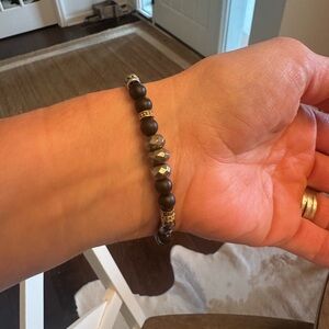 Silpada Matte Black & Hematite Beaded Stretch Bracelet